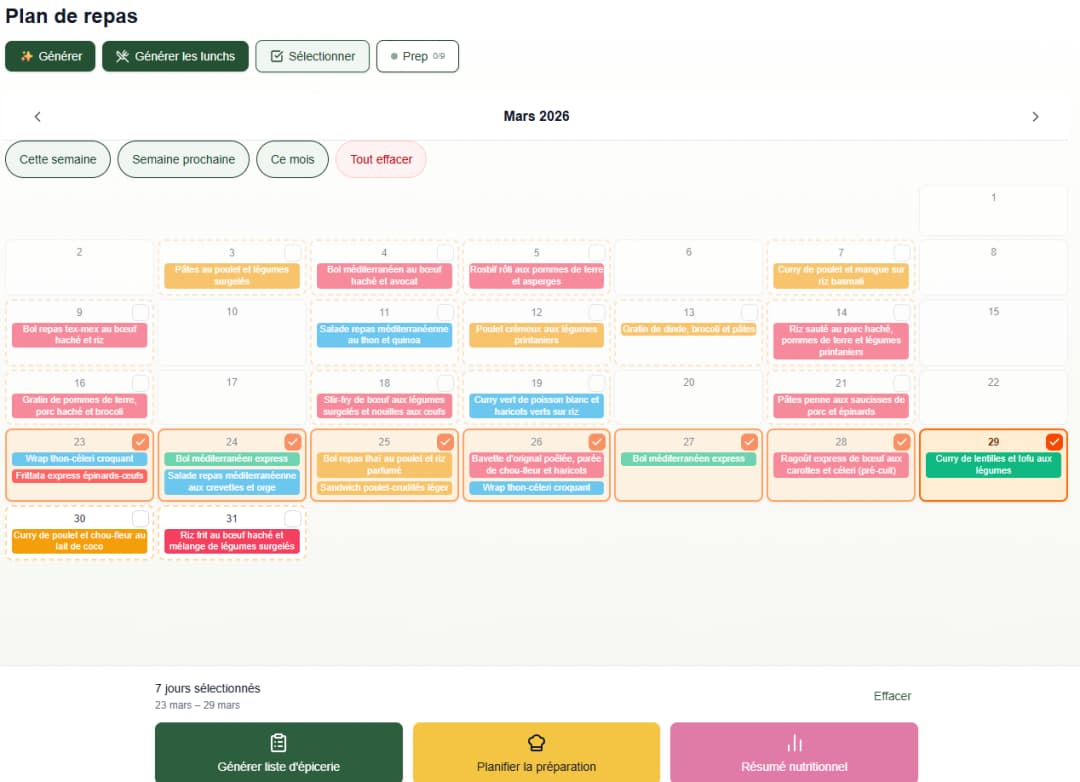 Your week of meals, planned